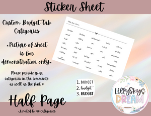 Custom Budget Tab Categories